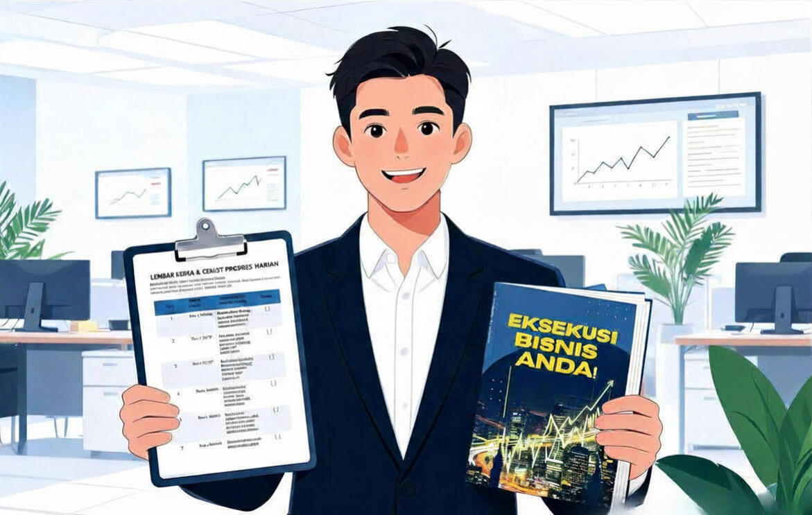A man standing & holding book & PDF list tracker